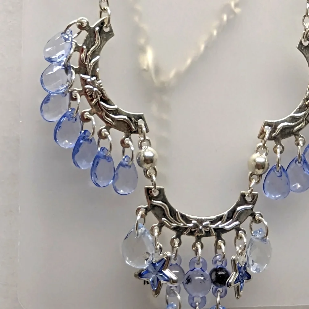 Necklace and Earrings Set - Silver & Blue Stars